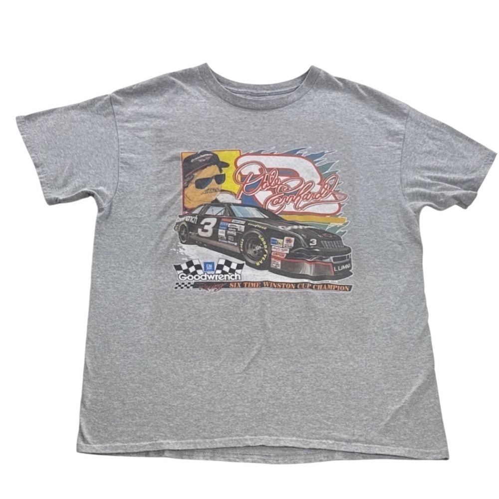 NASCAR Dale Earnhardt T-Shirt Mens L/XL Gray‎ Excellent Vintage Graphic Tee